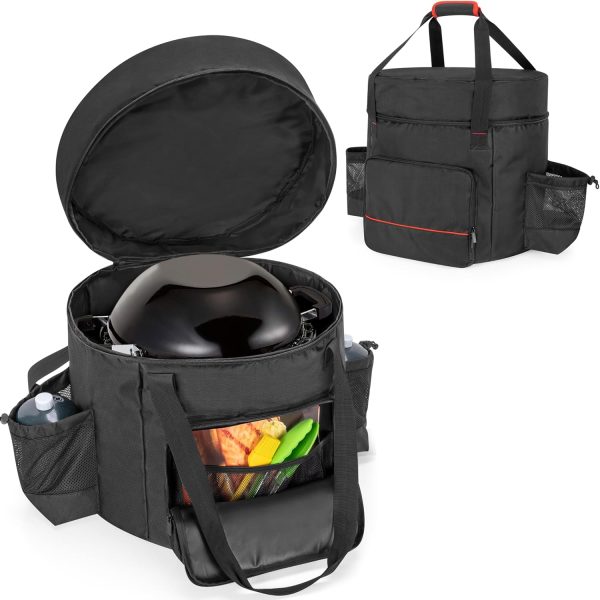 samdew Stove Carry Bag Compatible with Coleman 4-in-1 Portable Propane Camping Stove, Outdoor Grill Storage Case with Pockets for Grill Tools, for Camping, Tailgating, Grilling, Bag Only